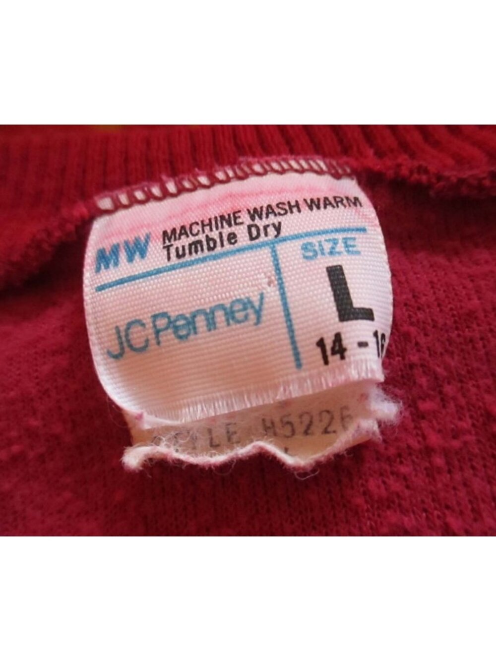 Vintage Jcpenney Boys Girls Red V-Neck Sweater Size L 14-16